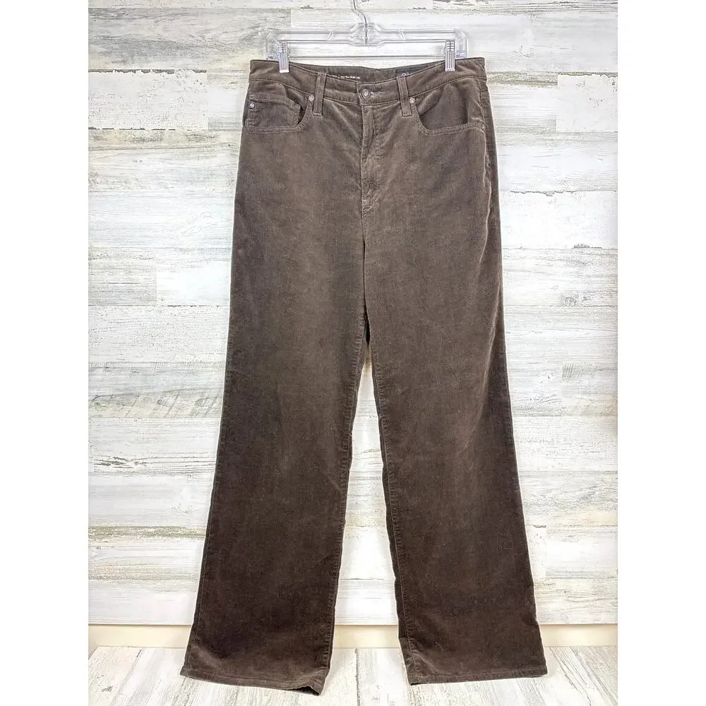 AG Womens 30 Brown Kora High Rise Wide Leg Corduroy Casual Dress Pants Designer